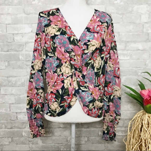 NWT LEYDEN Bohemian Pink Floral Print Long Sleeve Top Small - Picture 2 of 8